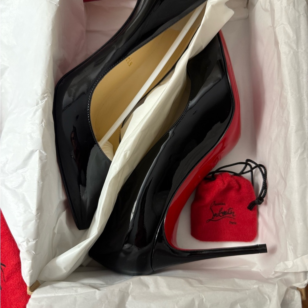 Christian Louboutin Glossy Black Heels with Iconic Red Soles